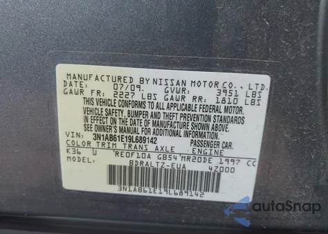 2009 Nissan Sentra 2.0S from USA, damaged, VIN 3N1AB61E19L689142